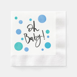 Bright Blue Polka Dot Baby Shower Napkins