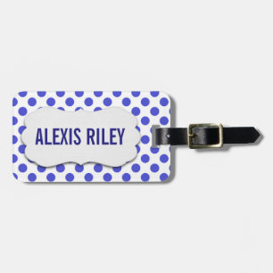 bright blue polka dots luggage tag