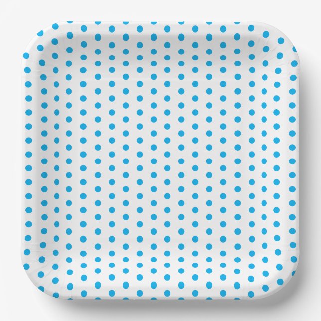 Bright Blue Polka Dots Preppy Multi use Paper Plate (Front)