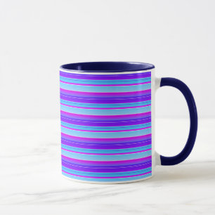 Bright blue purple violet striped mug