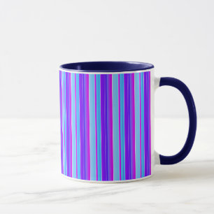 Bright blue purple violet striped mug