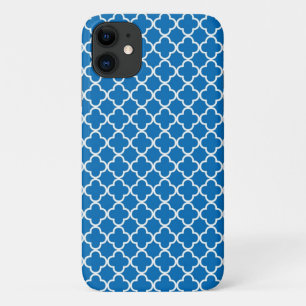 Bright Blue Quatrefoil Pattern iPhone 11 Case