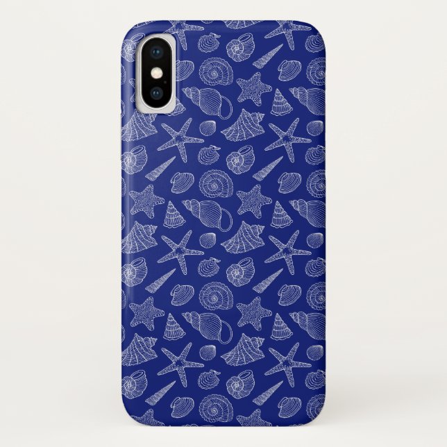 Bright Blue Shell Pattern Case-Mate iPhone Case (Back)