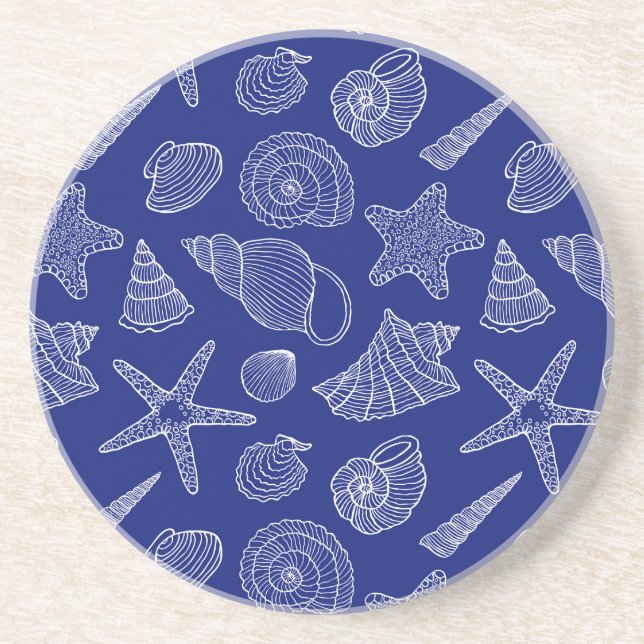 Bright Blue Shell Pattern Coaster (Front)