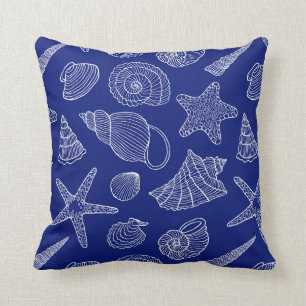 Bright Blue Shell Pattern Cushion