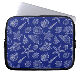 Bright Blue Shell Pattern Laptop Sleeve