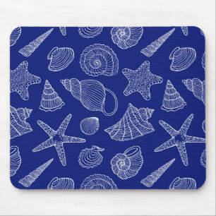 Bright Blue Shell Pattern Mouse Mat