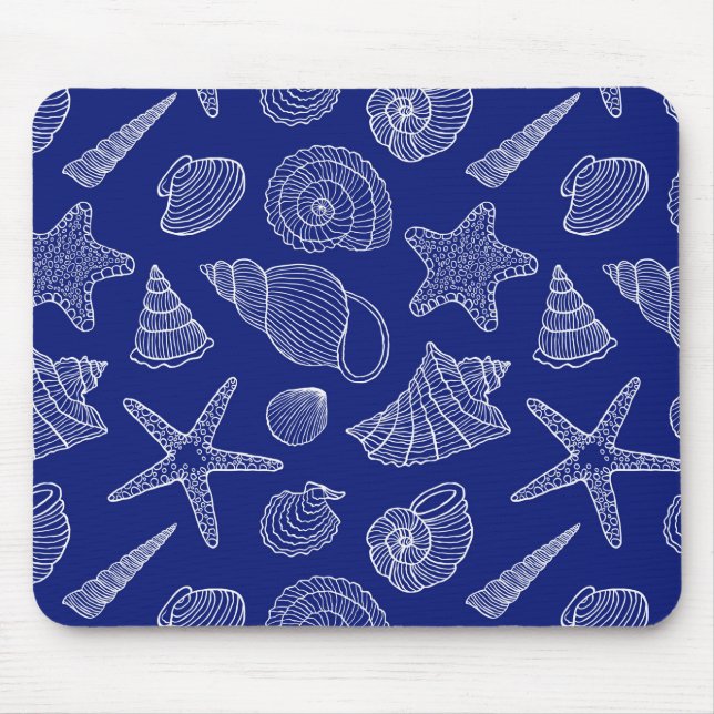 Bright Blue Shell Pattern Mouse Mat (Front)