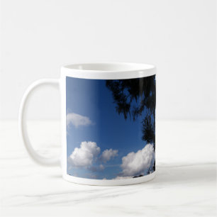 Bright blue sky and a few white clouds coffee mug