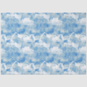 Bright Blue Sky with Fluffy White Clouds Tissue Paper