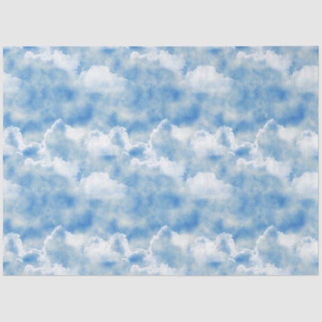 Bright Blue Sky with Fluffy White Clouds Tissue Paper (Front)