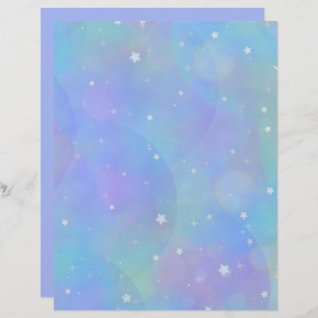 Bright Blue Sky with Stars and Clouds  (Front/Back)