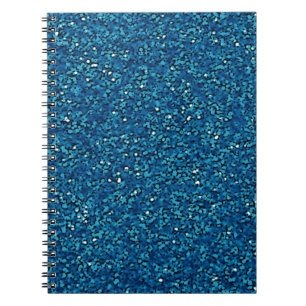 Bright blue sparkly glitter notebook