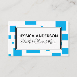 Bright Blue Squares Mummy Play Date Calling Card