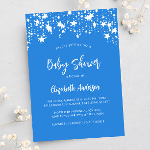 Bright blue stars boy luxury baby shower invitation