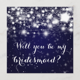 Bright Blue Stars Will You Be My Bridesmaid Invitation