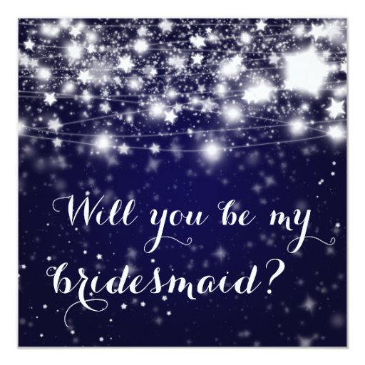 Image of Bright Blue | Stars Will You Be My Bridesmaid Invitation