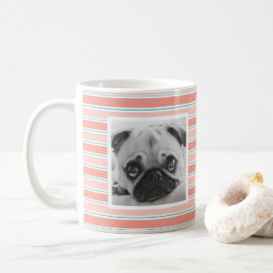 Bright Blue Striped Pattern Custom Photo Mug