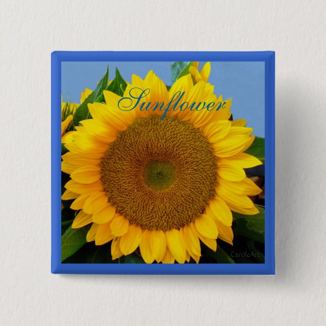 Bright Blue Sunflower 15 Cm Square Badge (Front)