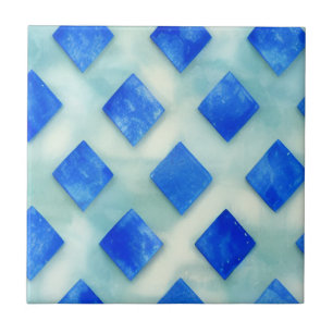 Bright blue teal geometric art tile