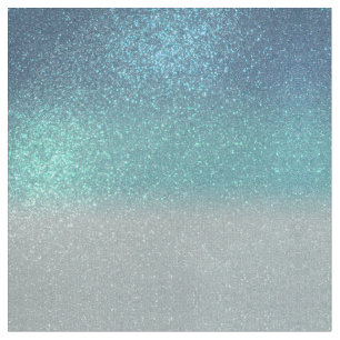 Bright Blue Teal Sparkly Glitter Ombre Gradient Fabric