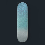 Bright Blue Teal Sparkly Glitter Ombre Gradient Skateboard<br><div class="desc">This elegant, glamourous, and chic print is perfect for the trendy and stylish girly girl. It features a faux printed sparkly bright blue glitter into teal green into pastel blue triple gradient ombre. It's modern, pretty, girly, unique, and cool. ***IMPORTANT DESIGN NOTE: For any custom design request such as matching...</div>