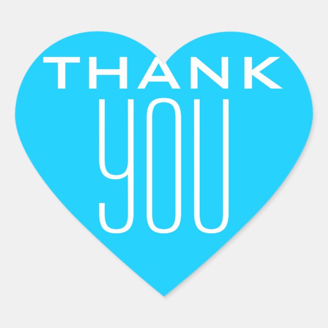 Bright Blue Thank You Heart Sticker (Front)