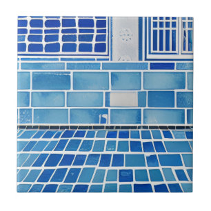 Bright blue tiles wall