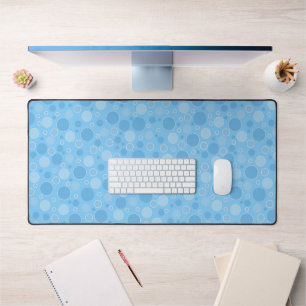 bright blue tones with polka dots in retro sixties desk mat