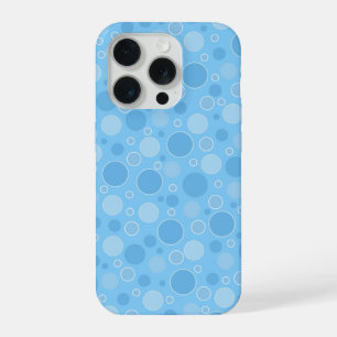 bright blue tones with polka dots in retro sixties iPhone 15 pro case