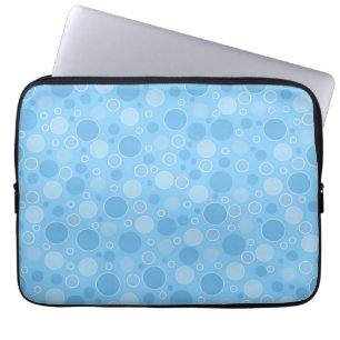 bright blue tones with polka dots in retro sixties laptop sleeve