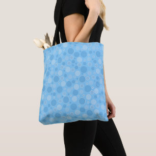 bright blue tones with polka dots in retro sixties tote bag