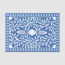 Bright Blue Traditional Bone Inlay Decoupage Paper