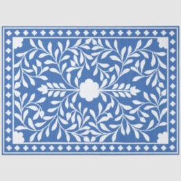 Bright Blue Traditional Bone Inlay Decoupage Paper