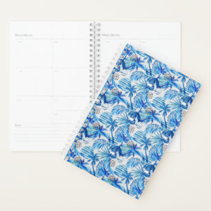 Bright Blue Tropical Watercolor Pattern Planner