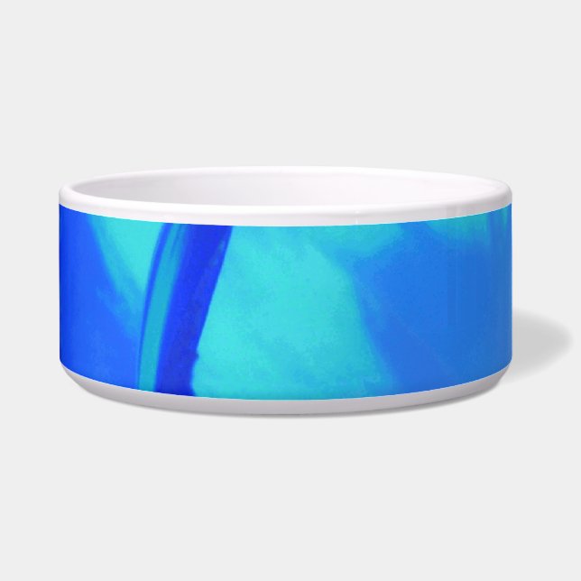 Bright Blue Tulip Dog Bowl (Left)