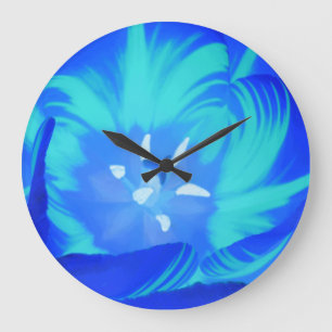 Bright Blue Tulip Wall Clock