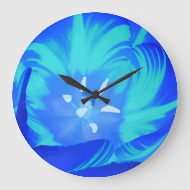 Bright Blue Tulip Wall Clock (Front)
