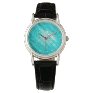 Bright blue turquoise geometric women's watch