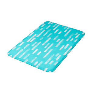 Bright Blue/Turquoise Rounded Lines Pattern Bath Mat