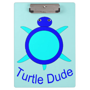 Bright Blue Turtle Dude Clipboard