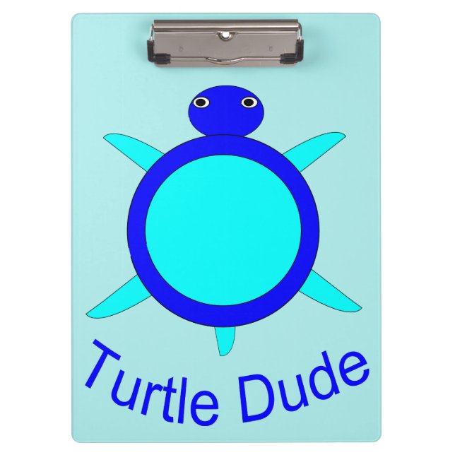 Bright Blue Turtle Dude Clipboard (Front)
