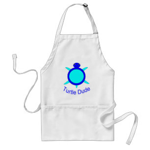 Bright Blue Turtle Dude Cooking Apron