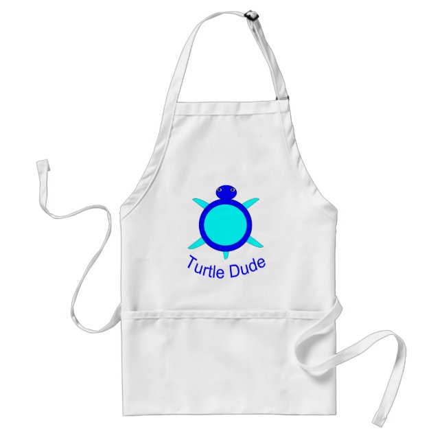 Bright Blue Turtle Dude Cooking Apron (Front)