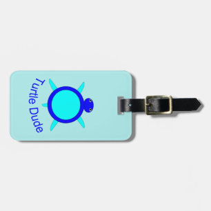 Bright Blue Turtle Dude Custom Luggage Tag