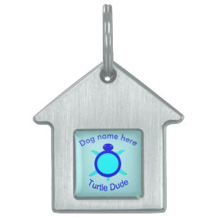 Bright Blue Turtle Dude Custom Pet Tag