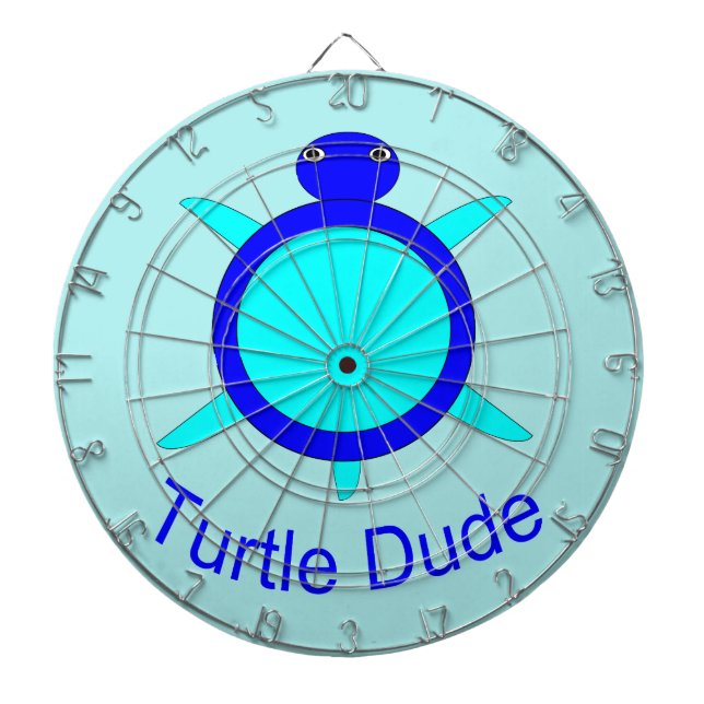 Bright Blue Turtle Dude Dart Board (Front)