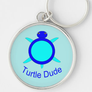 Bright Blue Turtle Dude Keychain