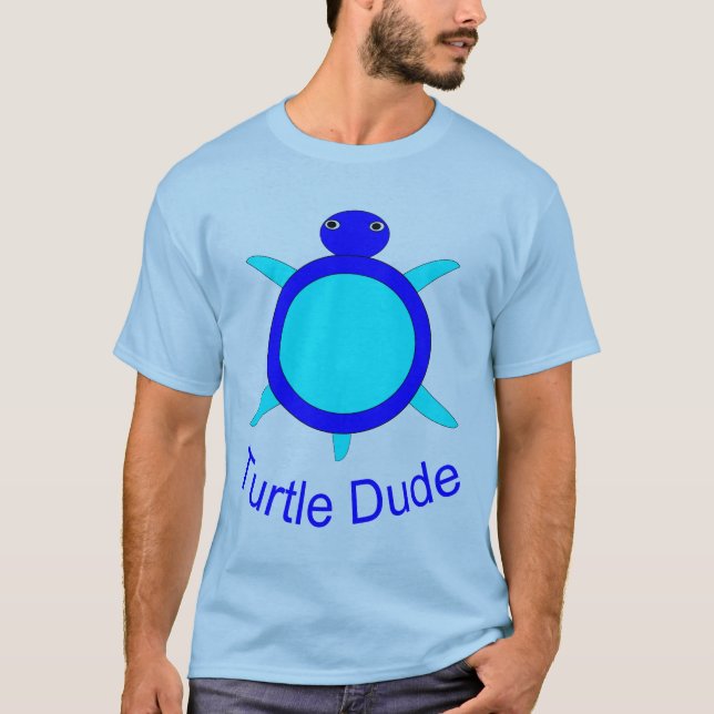 Bright Blue Turtle Dude Ladies T Shirt (Front)