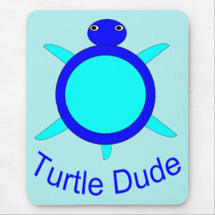 Bright Blue Turtle Dude Mousepad